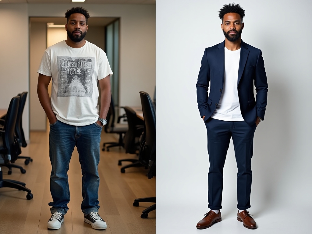 Before and after wardrobe transformation example